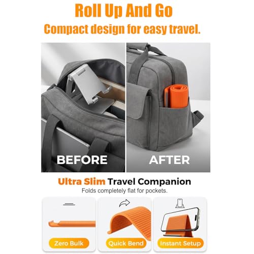 Portable Foldable Silicone Aluminum Phone Holder,Bendable Foldable Design,Silicone Phone Stand with Aluminum, Flexible Foldable Phone Holder for Tablet Laptop Desk Travel Non-Slip (1-Pack)