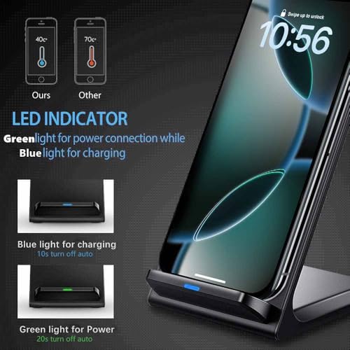 25W Fast Wireless Charger,Wireless Charging Desktop Stand for iPhone Duo/18 - color: Black