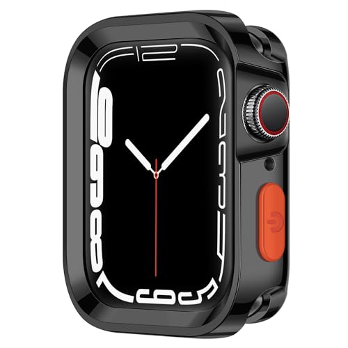 Amizee Rugged Case Compatible with Apple Watch Case Series 9/8/7 41mm SE 3/2/1 Series 6/5/4 40mm, Soft TPU Shockproof Bumper Drop Proof Protective Cover Compatible with iWatch - Plating Black - color: Plating Black, size: 40mm/41mm