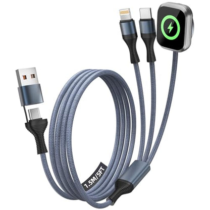 Cruise Essentials 2026,3 in 2 Multi Charging Cable for iPhone Watch Charger - color: Space Gray, size: AC to C+L+iWatch
