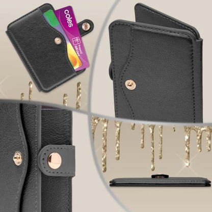 Phone Wallet Stick on, Adhesive Slim Credit Card Holder for cell phone - color: Black