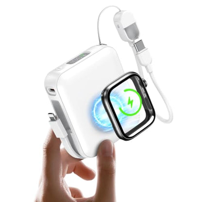 20000mAh Magnetic Power Bank for Apple Watch, 22.5W PD Fast Charging - color: White