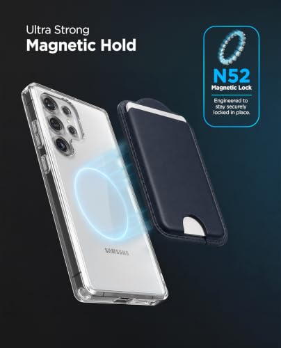 ENCASED Magnetic Wallet for Samsung Phones (Compatible with MagSafe) Premium PU Leather Slim Card Holder Designed for Galaxy S26, S26 Plus, S26 Ultra (Dark Blue) - color: Blue