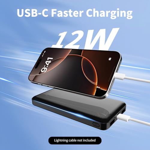 2 Pack Portable Charger, 10000mAh Power Bank, Travel Battery Pack - color: a-Black&White
