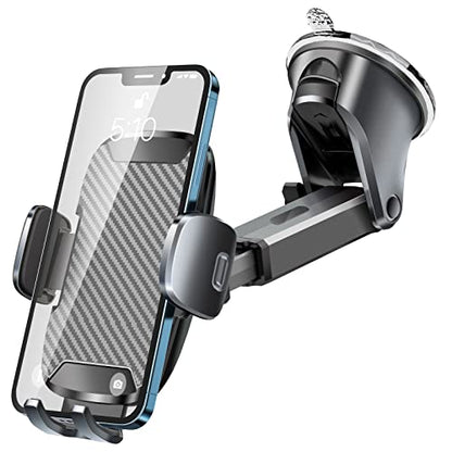 Phone Holder Mount for Car [Strong Suction] Hands-Free Universal Cell Phone Mounts for Dashboard/Windshield, 360° Rotation Extendable Mobile Car Holder for Smartphones
