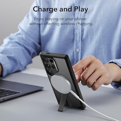 ESR for Samsung Galaxy S24 Ultra Magsafe Case with Kickstand, Wireless Charging Compatible with Magnetic, 3 Stand Modes, Military-Grade Protection, Shockproof Case Slim Fit for S24 Ultra, Black - color: Magsafe Boost-Frosted Black