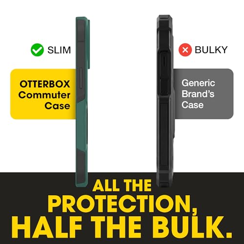 OtterBox iPhone 17e, 16e, 15, 14, 13 Commuter Series Case - Green & Black | 3X Military Drop Protection - Slim - Dual-Layer Shockproof Design - Pocket-Friendly - Raised Edges - Port Covers - color: Green/Black