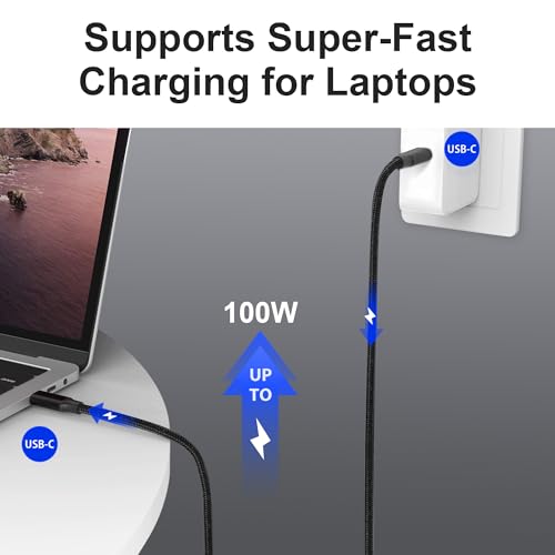 Elfesoul USB C to USB C Cable, 3.2 USB-C Cable 1.65ft, 100W, 4K UHD, 20Gbps - size: 1.65ft