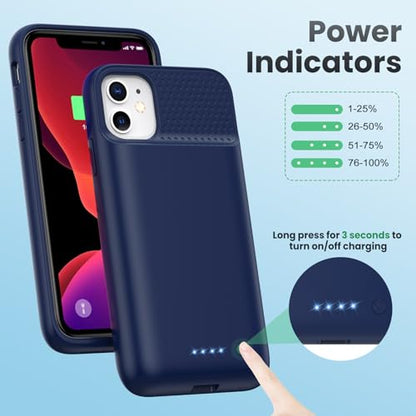 Feob Battery Case for iPhone 11/XR,[2026 Upgraded] 7500mAh Ultra-Slim Portable Extended Charger Case Cover for iPhone 11/XR Charging Case (6.1 Inch)-Blue - color: Blue