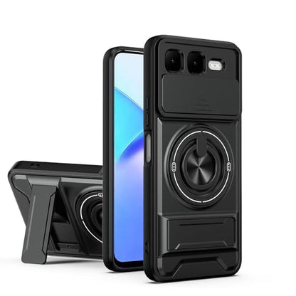 Compatible with Infinix Smart 10 Plus 4G Case Cover,Compatible with Infinix Smart 10 Plus 4G X6725B with Slide Camera Cover Phone Stand Protective Case Black - color: Black, size: Compatible with Infinix Smart 10 Plus 4G