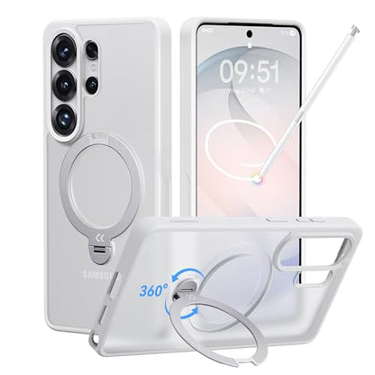 CASEKOO White for 26U Case with 360 Spin Magnetic Stand, Fit for MagSafe | 360 Spin Magnetic Stand, Fit for MagSafe, 18FT MIL-STD Protection, Invisible Ring Holder Phone Case - color: Matte White