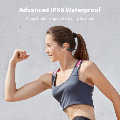 Haowolf Bone Conduction Headphones, 2026 Bluetooth 5.4 Open Ear Headphones with Mic, IPX8 Waterproof Swimming Headphones with 10H Playtime, 27g Lightweight Design Wireless Headset for Running