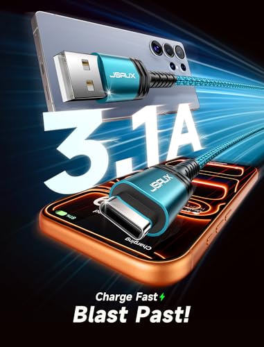 JSAUX USB C Cable [2-Pack 6.6ft], USB A to USB C for iPhone, Samsung, Green - color: Green, size: 6.6ft+6.6ft