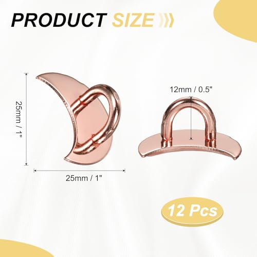 PATIKIL Metal Phone Charm Hook 1", 12Pcs Adhesive Moon Shaped Phone Finger Grip Hook Smartphones Keychain Ring Charm Loop for DIY Tablet Case Accessories, Rose Gold - color: Rose Gold