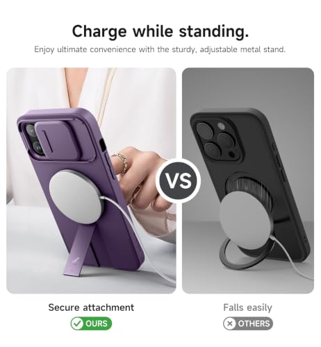 SURITCH for iPhone 13 Pro Max/12 Pro Max Case with Magnetic Camera Slide Cover and Adjustable Kickstand, Compatible with MagSafe, Shockproof Bumper Case Slim Protective Cover 6.7 Inch, Dark Purple - color: Dark Purple, size: IPhone 13 Pro Max/12 Pro Max-6