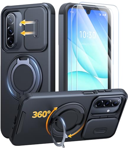 JAME for Samsung Galaxy A17/A16 5G Phone Case with Stand Slide Camera Cover - color: Black, size: Galaxy A16/A17