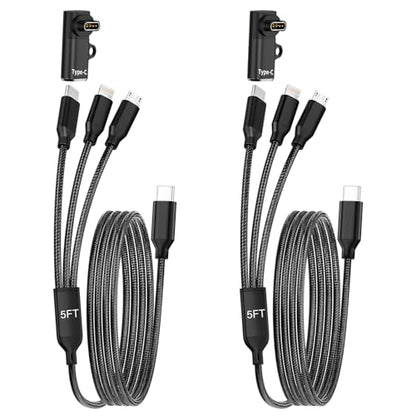 3 in 1 Multi Charging Cable for Garmin Watch Charger, 2Pack 4FT - color: Black, size: 4FT