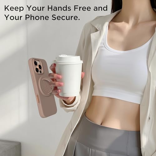 Magnetic Phone Grip for MagSafe, Silicone Ring Grip, Light Brown - color: Light Brown