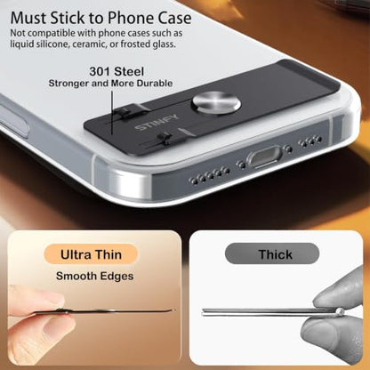 Phone Slim Stand Thin Kickstand, Ultra Thin Vertical Horizontal Universal Steel Metal Stable Mount Attachable Pocket Friendly Phone Holder for iPhone Samsung Phone Case (Black 1-Pack) - color: Black