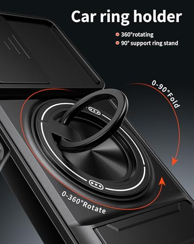 Compatible with Tecno Pop 10 Pro Case Cover,Compatible with Tecno Spark 40C 4G KM4k with Slide Camera Cover Phone Stand Protective Case Black - color: Black, size: Compatible with Tecno Pop 10 Pro