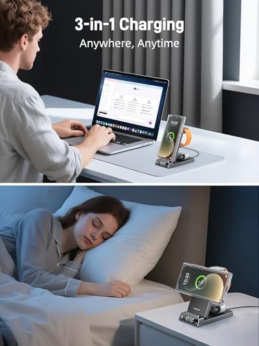 Magnetic Wireless Charger for Samsung, Nightstand Travel Android Charger - color: Black