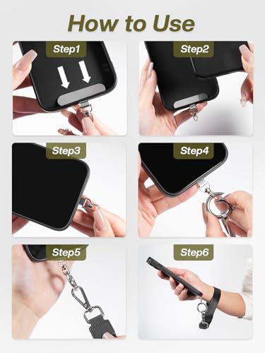 Tiostep Clip and Go Strap for Phone with Wallet Crossbody Phone Lanyard Adjustable and Detachable RFID Wristlet Wallet (Black, Large) - color: Black, size: Large