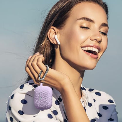 Fashion Engraving Leopard Case Compatible with Airpods Pro Case Cover 2022, Soft Silicone for Airpods Pro Case, Front LED Visible, Lavender - color: Lavender, size: Airpods Pro 2/1 Case