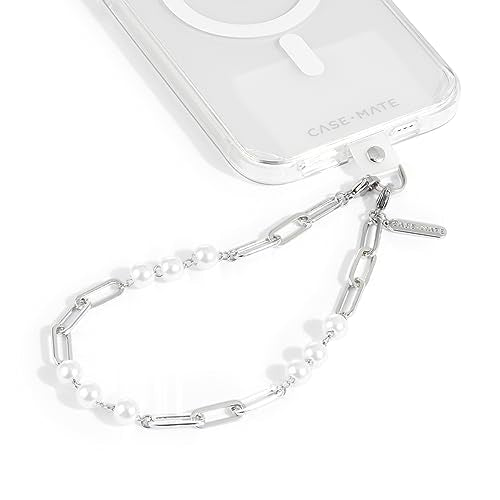 Case-Mate Phone Charm Wrist Strap with Beaded Silver Pearls - Silver Pearl | Detachable Anti-Theft Phone Strap - Hands-Free iPhone Wrist Strap for Women - Phone Chain Wristlet for Galaxy, Pixel & More - color: Silver Pearl