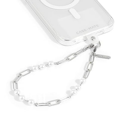 Case-Mate Phone Charm Wrist Strap with Beaded Silver Pearls - Silver Pearl | Detachable Anti-Theft Phone Strap - Hands-Free iPhone Wrist Strap for Women - Phone Chain Wristlet for Galaxy, Pixel & More - color: Silver Pearl