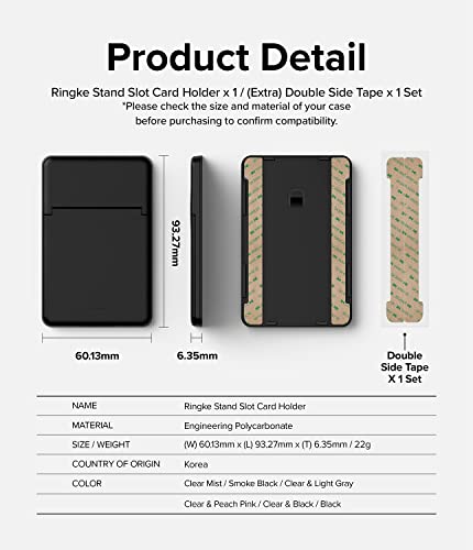 Ringke Stand Slot Card Holder [Phone Wallet Stick on + Stand] ID & Credit Card Holder for Phone Case, Solid Card Wallet with Phone Kickstand Compatible with iPhone Galaxy Android - Black - color: Black