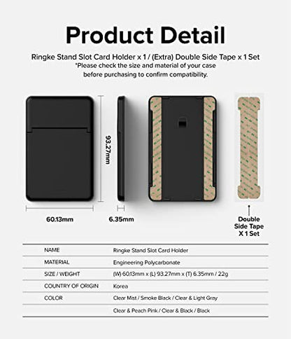 Ringke Stand Slot Card Holder [Phone Wallet Stick on + Stand] ID & Credit Card Holder for Phone Case, Solid Card Wallet with Phone Kickstand Compatible with iPhone Galaxy Android - Black - color: Black