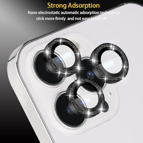Camera Lens Protector for iPhone 16 Pro/16 Pro Max, Glitter Black - color: Glitter Black