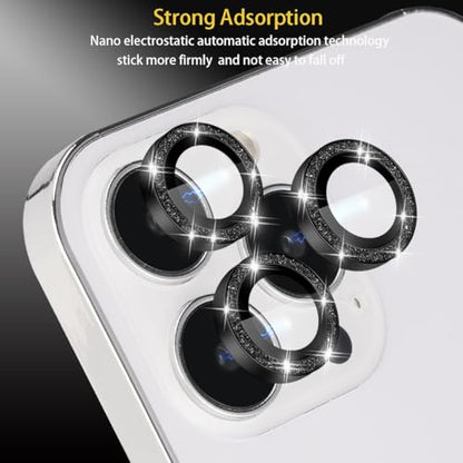 Camera Lens Protector for iPhone 16 Pro/16 Pro Max, Glitter Black - color: Glitter Black