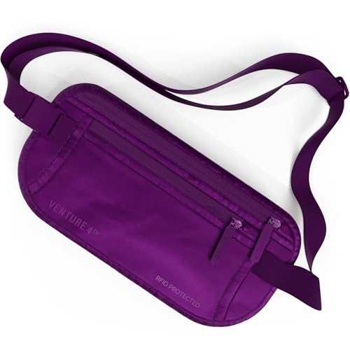 VENTURE 4TH Travel Money Belt, RFID Blocking Passport Holder - Sleek Purple - color: Sleek Purple