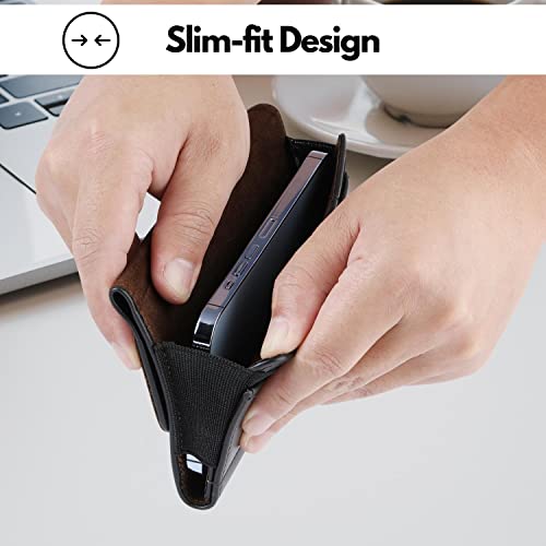 CBUS Leather Holster Phone Case with Belt Clip Compatible with iPhone 17/16/15/14 Pro Max/Plus, Galaxy S26/S25 Ultra, Motorola Edge, Moto G Power, TCL (Fits w/Otterbox Commuter Case) Phone Pouch