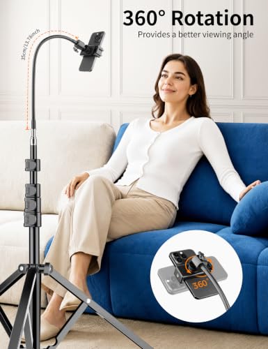 Flexible Tripod for iPhone, 88" Tall Cellphone Tripod with Gooseneck - size: 88 inch