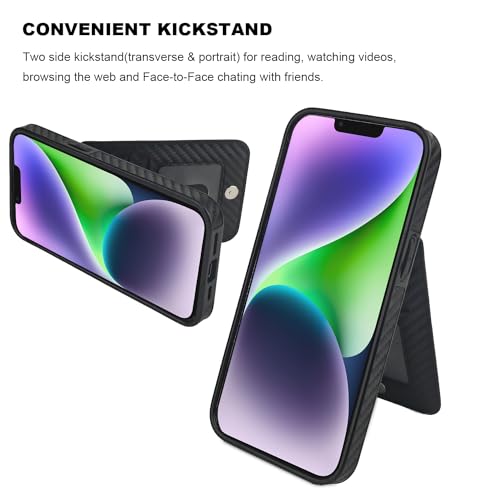 KIHUWEY for iPhone 14 Wallet Case Card Holder Kickstand, Carbon Black - color: Carbon Black
