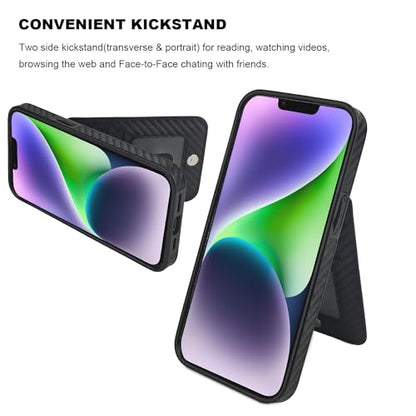 KIHUWEY for iPhone 14 Wallet Case Card Holder Kickstand, Carbon Black - color: Carbon Black