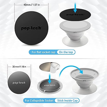 Metal Plate for Phone Magnet, 8 Pack Replacement Magnet Disc Magic Mount Plate with Adhesive Backing for Socket Grips & Magnetic Car Holder Cradle Stand(Dashboard/Vent/CD Slot/Windshield) - Round