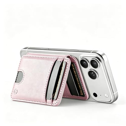 WJX MagSafe Magnetic Phone Wallet, RFID Slim 6 Card Holder with Cash Slot & Clear ID Window, Mini Gift‑Ready Wallet for Google/Samsung/iPhone 17/16/15/14/13/12 Series, Pink - color: J-Pink