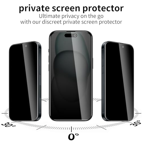 3 Pack Privacy Screen Protector for iPhone 15 Plus/16 Plus/15 Pro Max, 9H Hardness Double Shatterproof Anti-Spy Tempered Glass Film, Easy Installation - size: iPhone 15 Plus/16 Plus/15 Pro Max