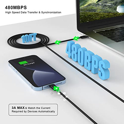 iPhone 14 13 Charger Fast Charging 10 FT, 20W USB C Charger Block & Cable - color: Deep Black