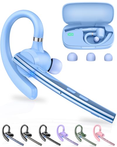 Bluetooth Headset,72H Work Single-Ear Wireless Earpiece for Cell Phone Call - color: Light blue