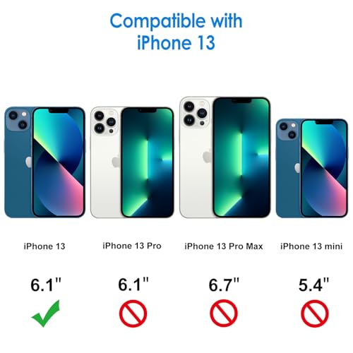 JETech Case for iPhone 13, Anti-Yellowing, Blue | Shockproof Protection, Scratch Resistant Hard PC Back, Durable Transparent TPU Bumper - color: Blue