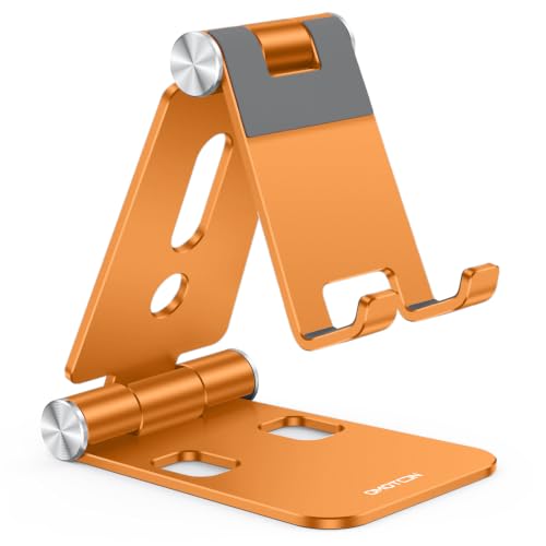 OMOTON Foldable Cell Phone Stand, C4 Portable Aluminum Phone Holder - color: Orange