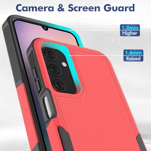 MDCN Compatible with Galaxy A25 5G Case: Dual Layer Protective Heavy Duty Cell Phone Cover Shockproof Rugged with HD Screen Protector - Military Protection Bumper Tough, Red - color: Red (PC) + Black (TPU)