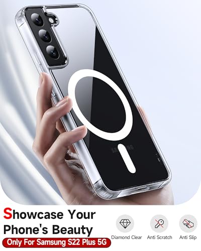 LeYi for Galaxy S22-Plus Phone Case: MagSafe Fit Raised Camera Guard, Clear | Transparent Slim Protective Girls Women Men para Samsung Galaxy S22 Plus Case Mobile Android Unlocked S 22 + S22plus 6.6 Inch - color: Clear, size: Galaxy S22 Plus (6.6 Inch)
