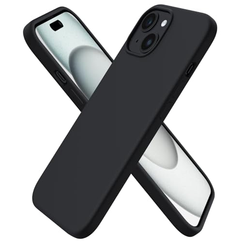 ORNARTO Compatible with iPhone 15 Case 6.1, Slim Liquid Silicone 3 Layers Full Covered Soft Gel Rubber Phone Case, Anti-Scratch Shockproof Protective Cover 6.1 Inch, Black | Slim - color: Black