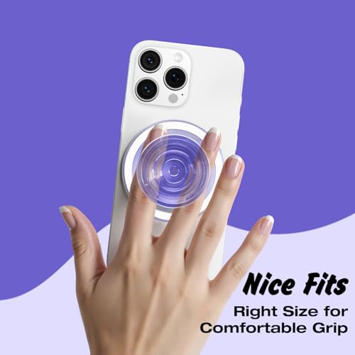 Svanove Magnetic Phone Grip Compatible with Magsafe, Mag Safe Translucent Clear Grip Collapsible Kickstand for iPhone Samsung Pixel, Cute Transparent Silicone Removable Phone Stand Holder, Lilac - color: Lilac, style: Magnetic