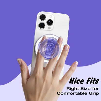Svanove Magnetic Phone Grip Compatible with Magsafe, Mag Safe Translucent Clear Grip Collapsible Kickstand for iPhone Samsung Pixel, Cute Transparent Silicone Removable Phone Stand Holder, Lilac - color: Lilac, style: Magnetic